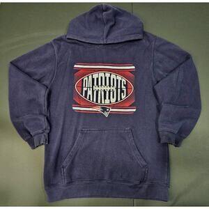 Vintage New England Patriots Sweatshirt Mens Medium Hoodie Grey NFL 1990's